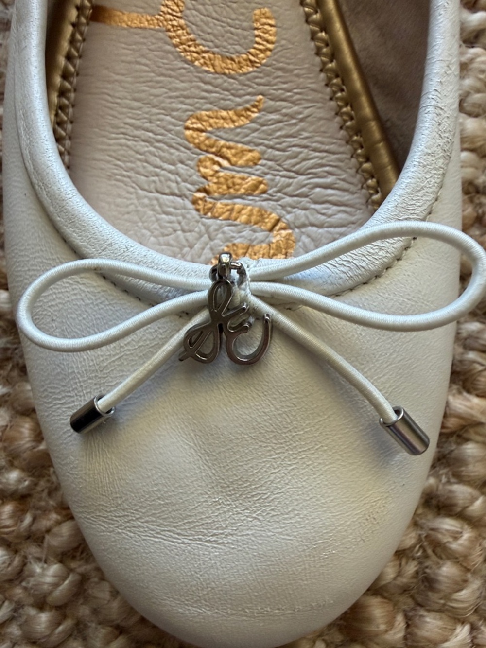 Sam Edelman White Leather Bow-Trim Ballet Flats - Picture 10 of 10